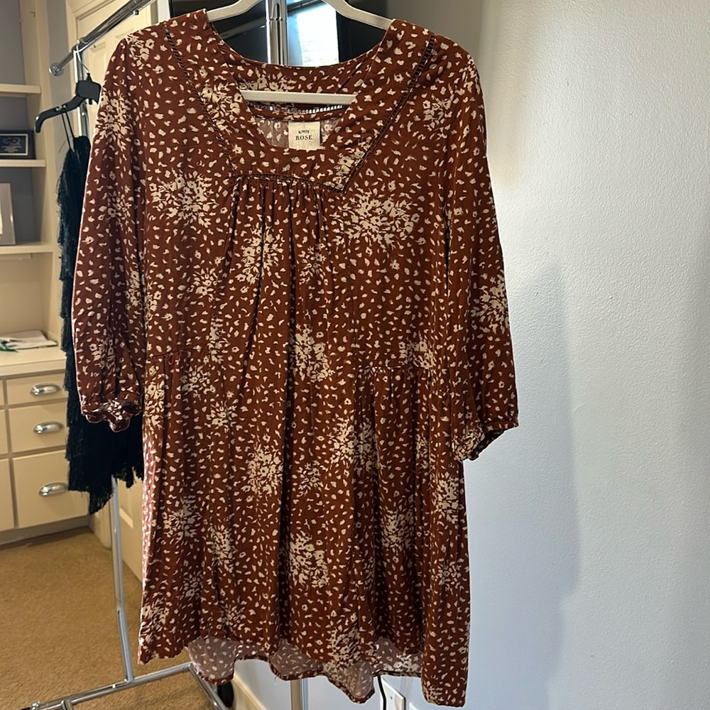 Brown medium length sleeve Knox rose dress
